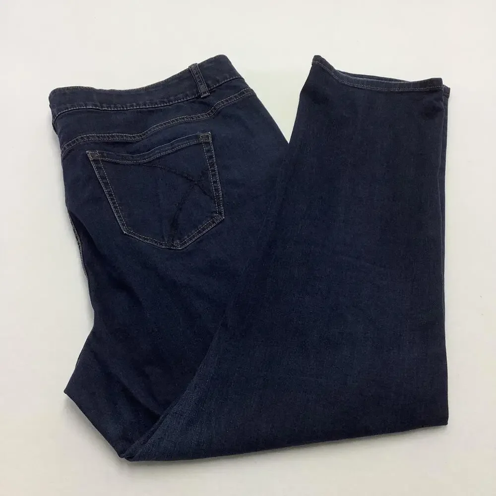 Lane Bryant Jeans Womens 24 Blue High Rise Straight Stretch Tummy Control